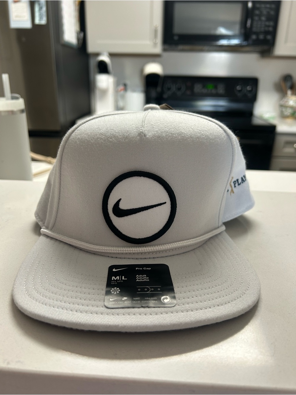 NWT TPC Nike White Snapback Hat with Black Circular Swoosh